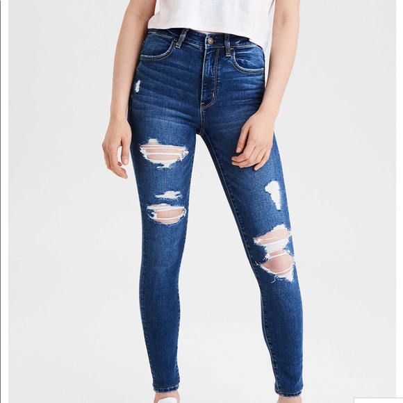 American Eagle Outfitters Denim - american eagle super high rise distressed jeggings